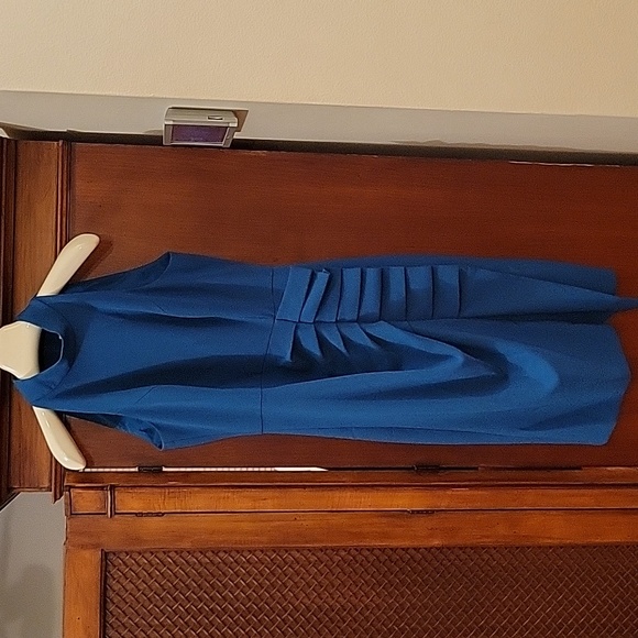 ELIZA J | Women's Halter Sheath Midi Dress with Side Ruffle Dark Teal - size 10 - Picture 4 of 13